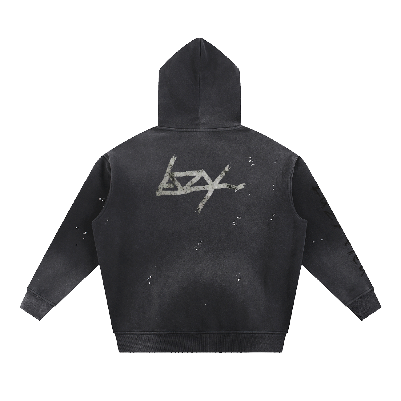 Lazy Vintage Washed Frayed Fleece Hoodie