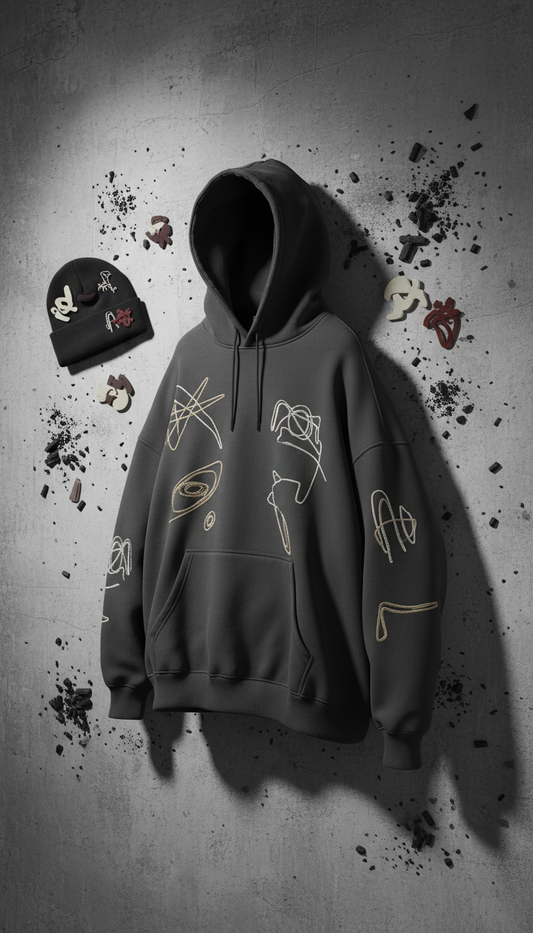 Oversized Charcoal Graphic Hoodie