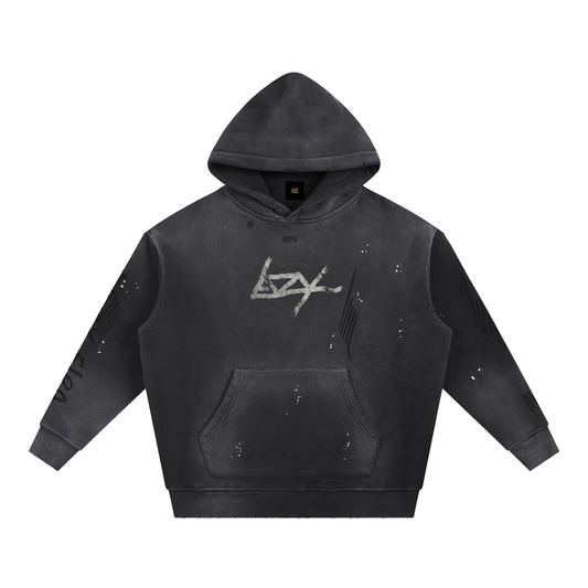 LAZY — Vintage Washed Frayed Fleece Hoodie